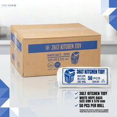 36L kitchen tidy bags bin liners white heavy duty garbage bags for kitchen and office waste disposal