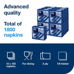Tork Dinner Napkins -2-Ply, 1/4 Fold, 12CTN