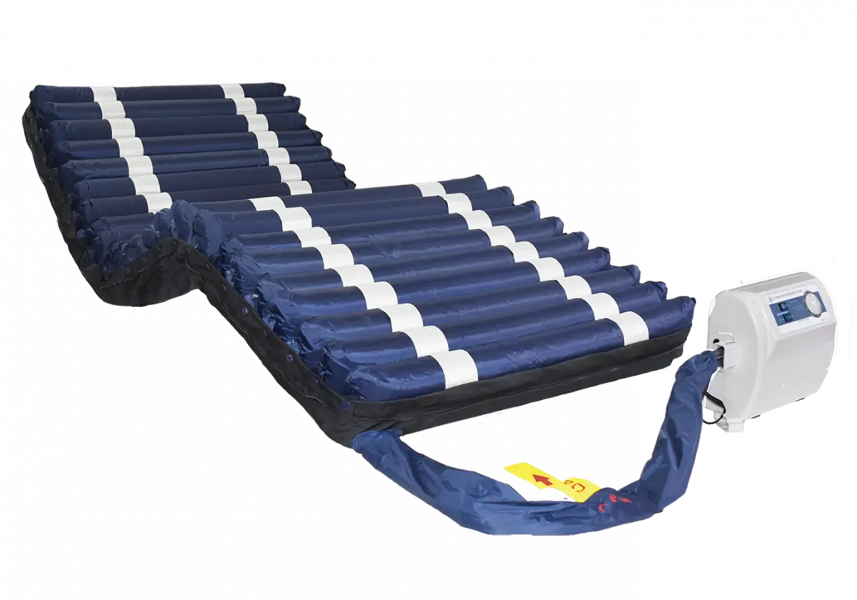 Roll-up air mattress with control panel on a white background