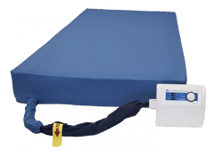 Blue mattress with a control panel on a white background