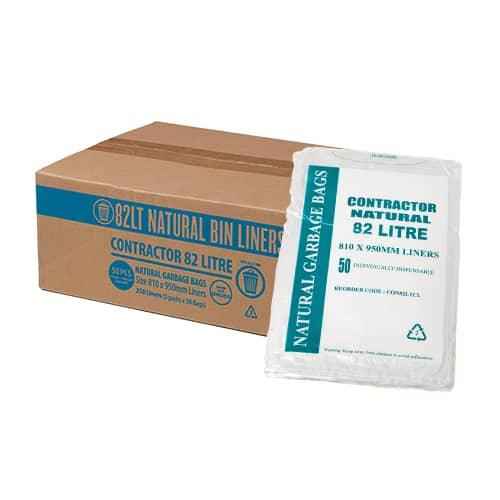 Austar 82L Contractor Natural HDPE Garbage Bags- CTN250 - Eve Zone