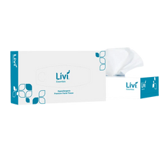Livi facial tissue box with packaging design on a white background