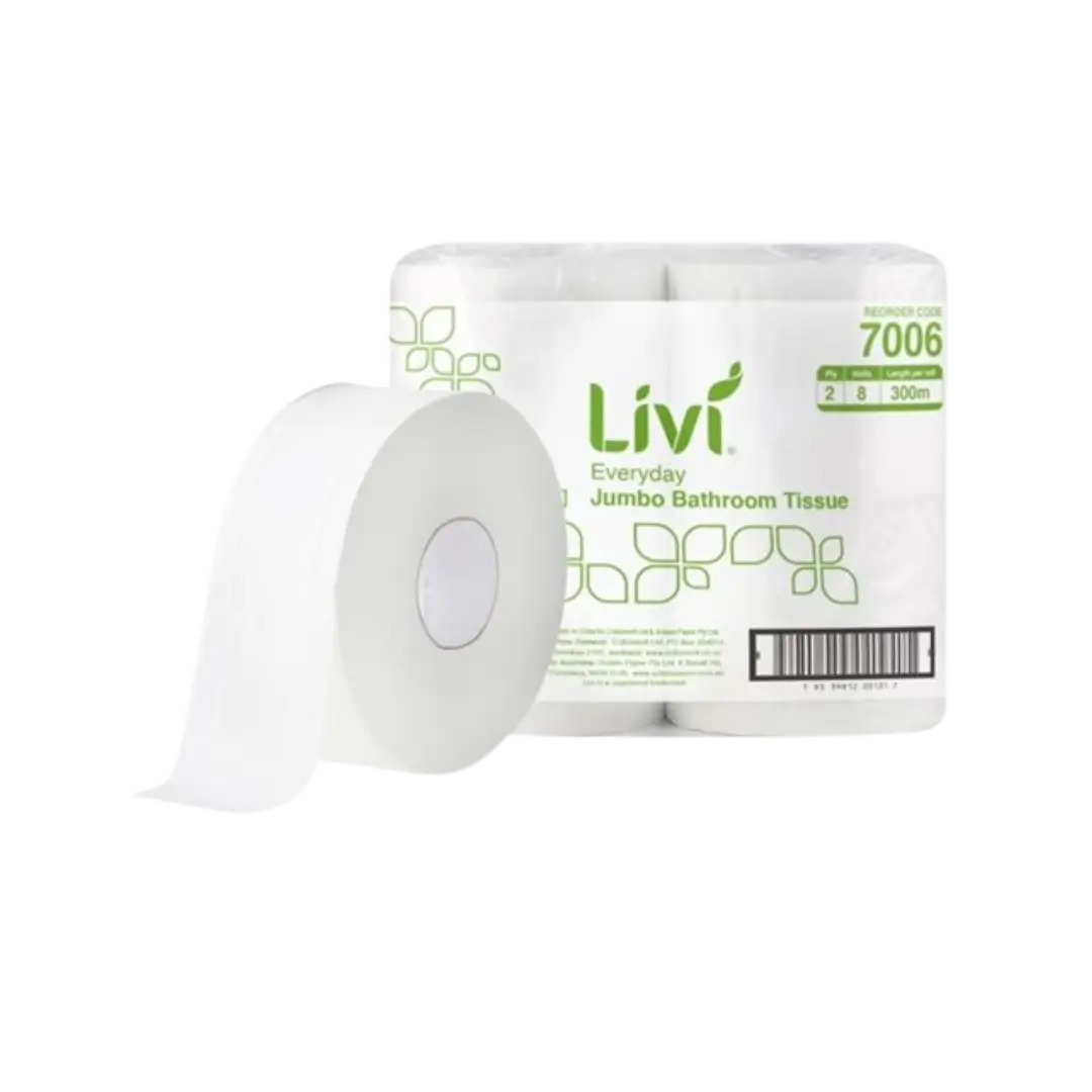 Livi jumbo bathroom tissue roll on a white background
