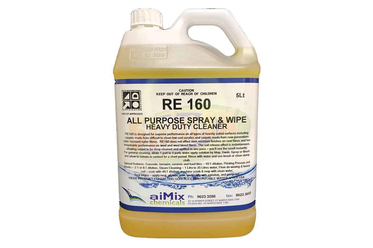 RE 160 all purpose spray and wipe heavy duty cleaner- 5/15/20LT