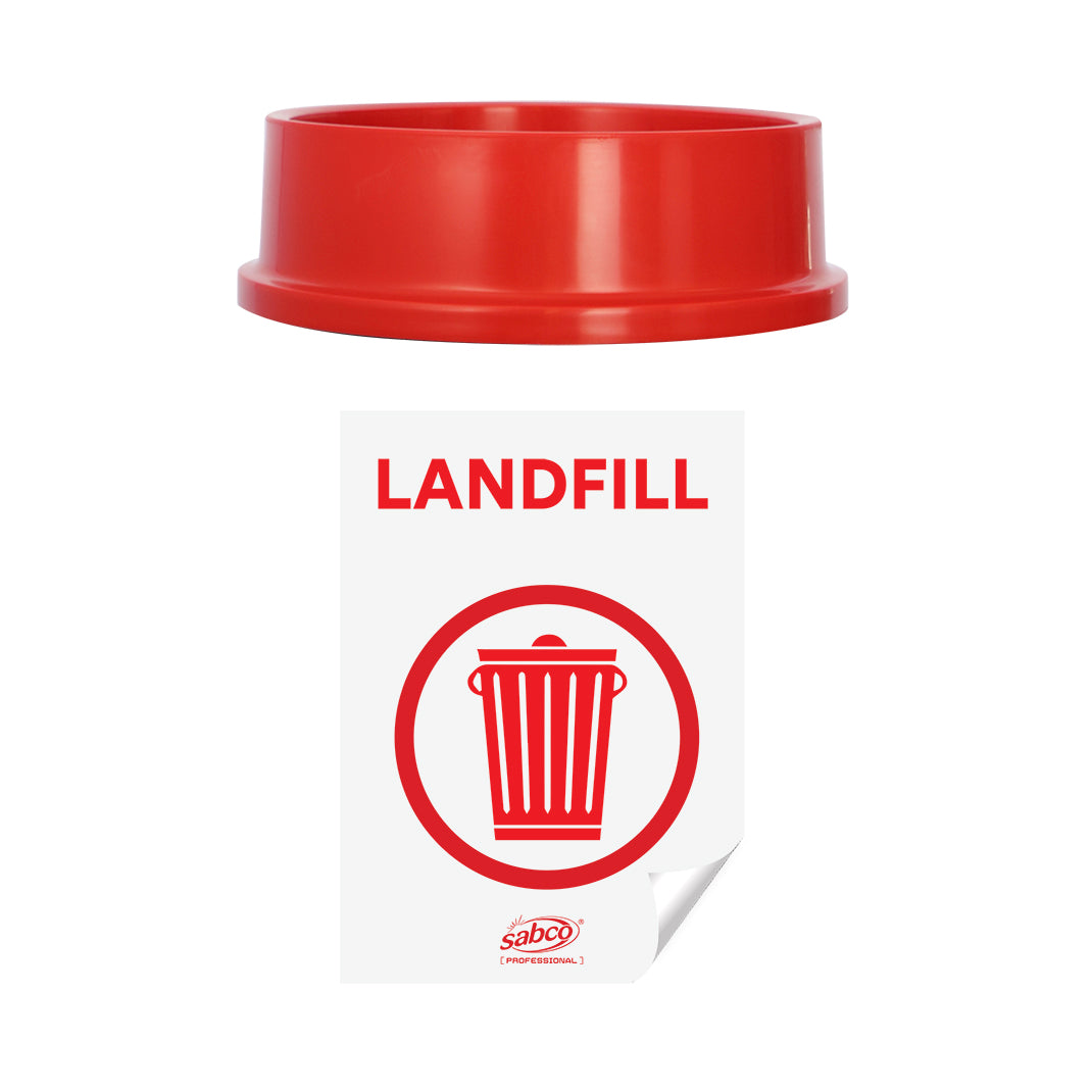 Recycling Lid Red - Landfill – Each | Sabco Professional