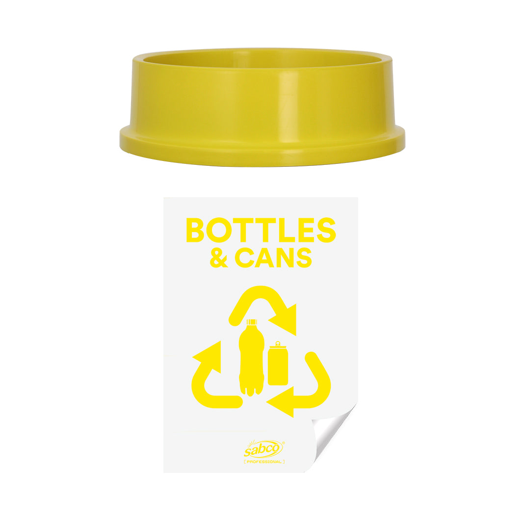 Recycling Lid Yellow - Bottles & Cans – Each | Sabco Professional