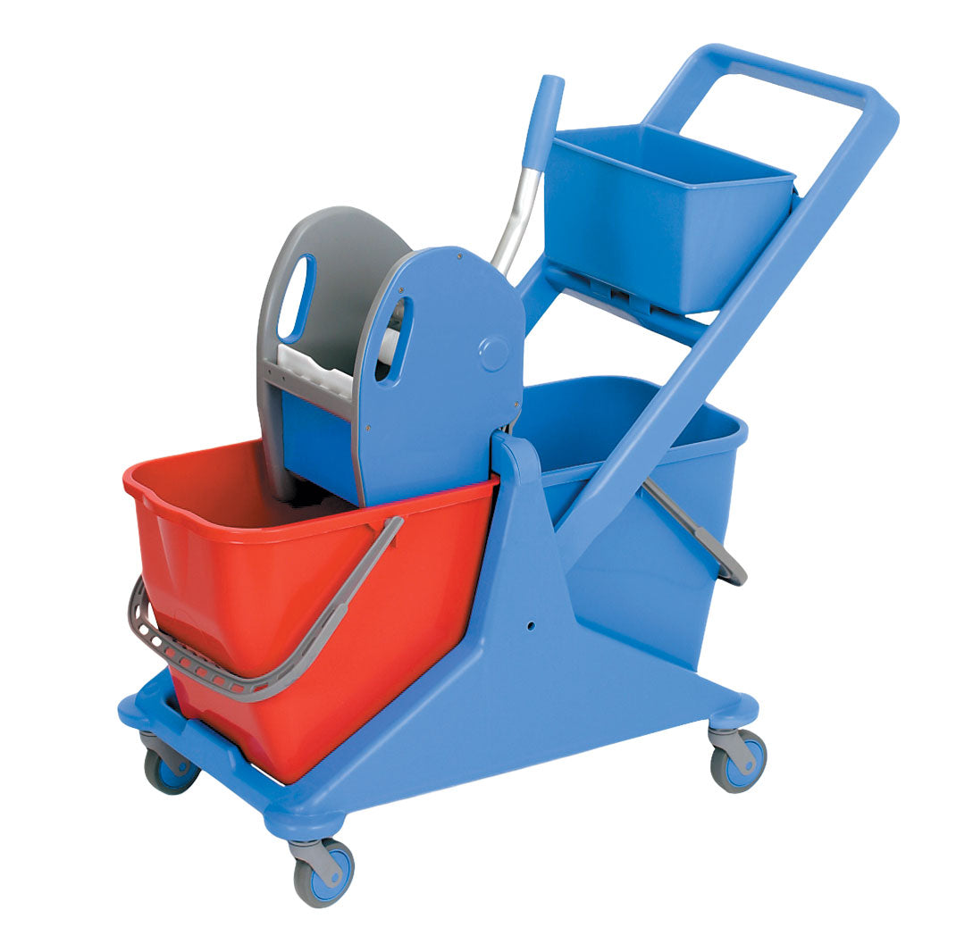 2 x 25 litre Dual Bucket Trolley with Press – Each | Sabco Professional