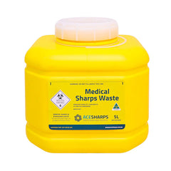 5L Yellow Sharps Container with Secure Locking Lid | Clinic Waste Disposal - 4Pcs