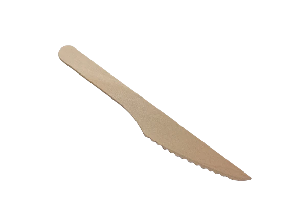 Wooden knife on a white background