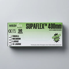 Industrial-grade long-cuff latex gloves providing elbow-length protection for chemical handling and sanitation.