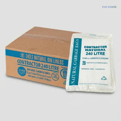 Contractor bin liner star seal 240L EHD clear garbage bag for commercial waste disposal