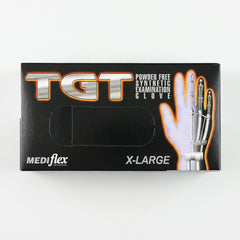 Pair of green TGT Neoprene examination gloves, polychloroprene material providing excellent grip and chemical resistance.