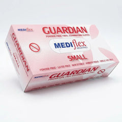 Guardian vinyl gloves powder free latex free disposable gloves for food handling cleaning and hygiene use.