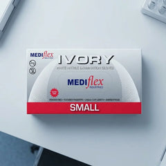 Ivory white nitrile examination gloves textured grip powder free gloves for medical clinics laboratories and hygiene protection