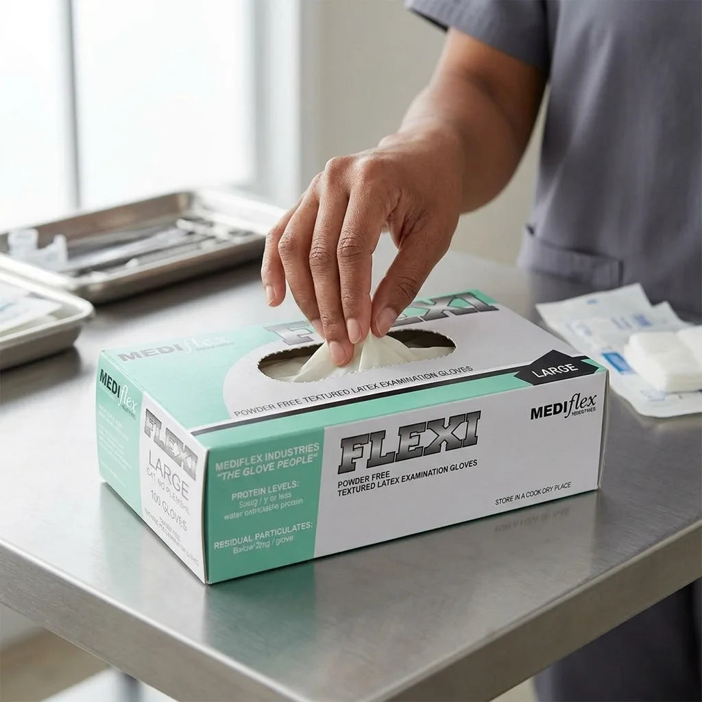 Powder free latex gloves textured form fit disposable gloves for medical industrial and hygiene use