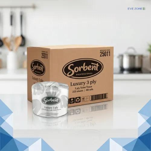 Sorbent 3 ply toilet paper 48 rolls bulk pack soft and strong tissue for commercial washrooms