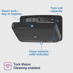 Tork Twin Mini Jumbo Toilet Roll Dispenser – Black T2 - Eve Zone