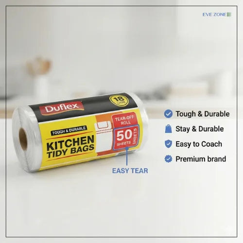 White kitchen bin liners 18L to 36L durable garbage bags for everyday waste management