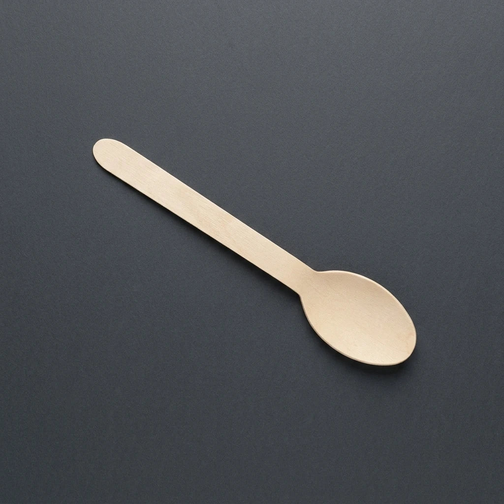 Eco friendly wooden spoon 160mm disposable utensil for takeaway meals events and catering services