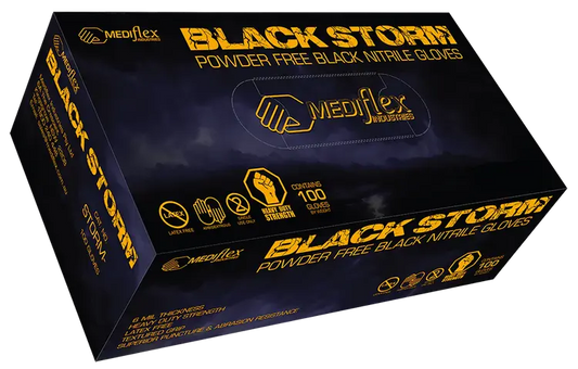 Black Storm Powder Free Black Nitrile Gloves - CTN1000 - Eve Zone