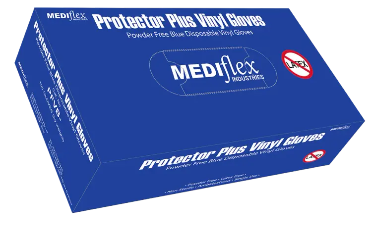 Protector Plus Vinyl Gloves - Blue - CTN1000