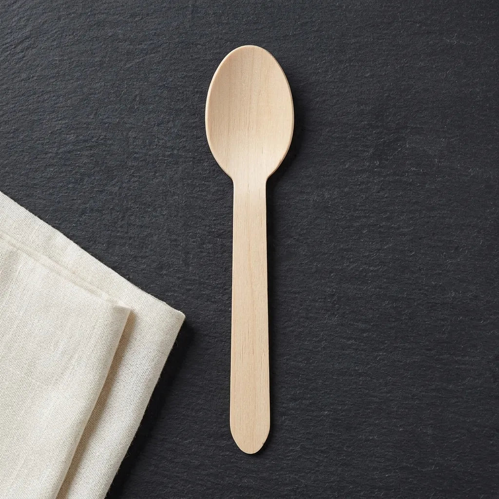 16cm wooden spoon FSC 100 disposable 1000 pack eco friendly cutlery for takeaway and catering use