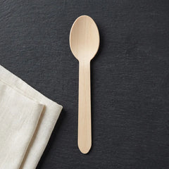 16cm wooden spoon FSC 100 disposable 1000 pack eco friendly cutlery for takeaway and catering use
