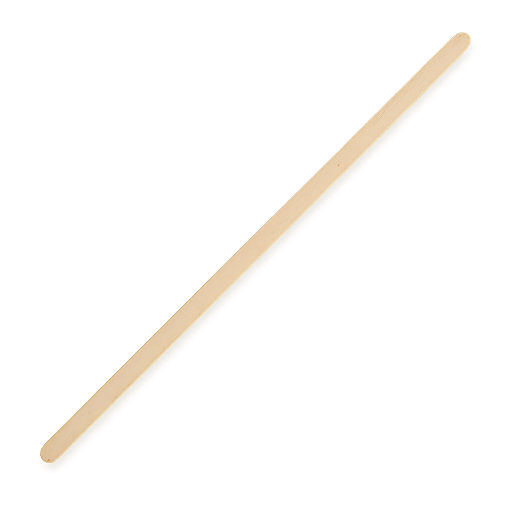 Extended 180mm length wooden drink stirrers demonstrating appropriate height compatibility for sixteen ounce takeaway coffee cups.