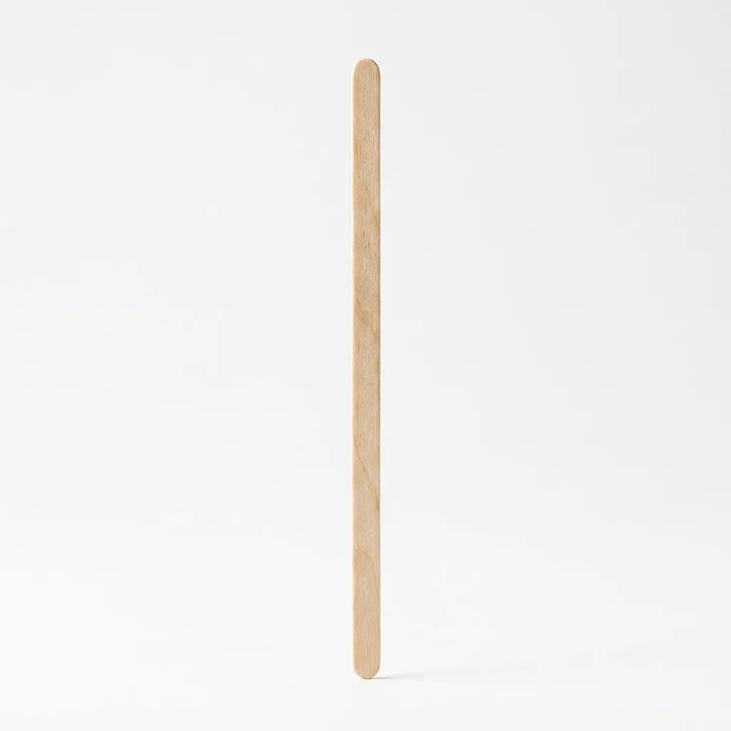 18cm disposable wooden coffee stirrer stick made from premium natural birchwood for tall hot beverage cups.