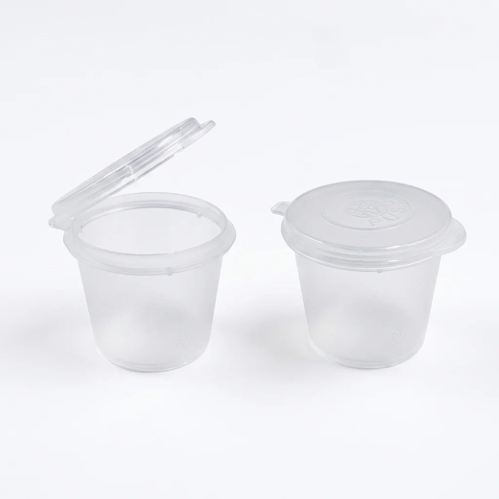 1oz sauce container with hinged lid clear 2000 pack for takeaway condiments and food packaging