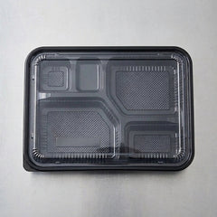 5 compartment bento box black square 50 pack disposable food containers for takeaway and meal prep