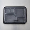 5 compartment bento box black square 50 pack disposable food containers for takeaway and meal prep