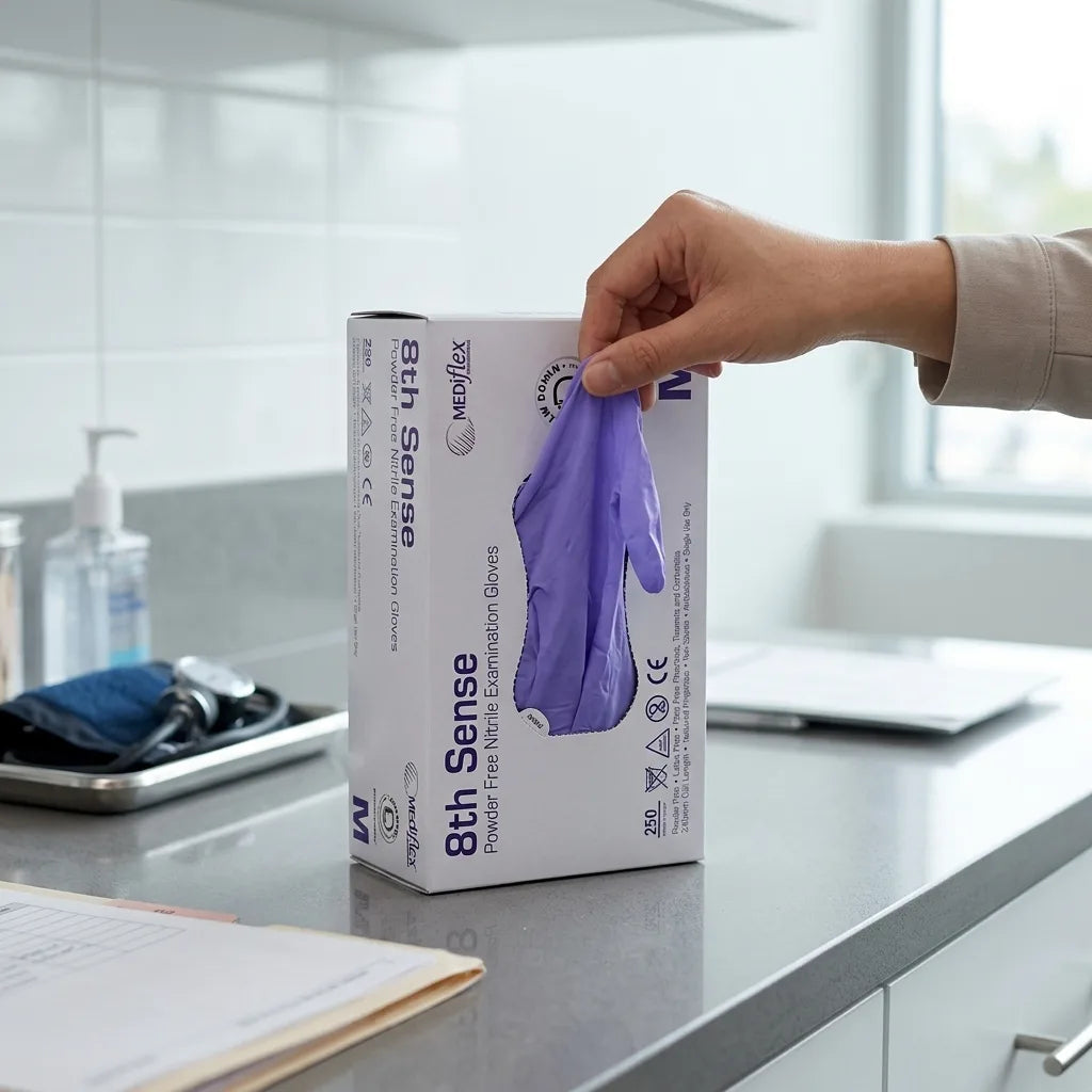 8th Sense nitrile gloves snug fit with high tactile sensitivity for precision tasks in medical and lab use