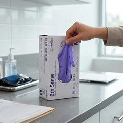 8th Sense nitrile gloves snug fit with high tactile sensitivity for precision tasks in medical and lab use
