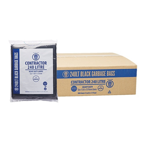 Black Garbage Bags & Bin Liners, 240L - CTN100 - Eve Zone