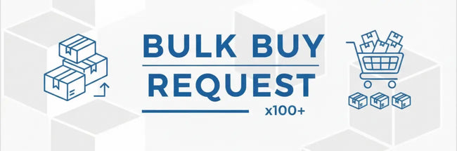 Graphic with 'Bulk Buy Request' text and packaging icons on a white background