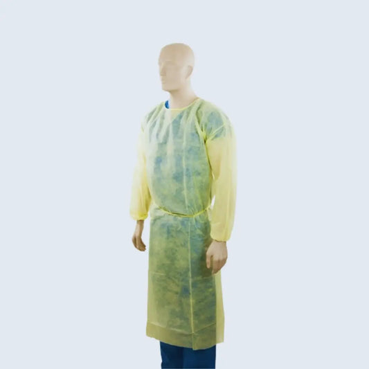Yellow Polypropylene Isolation Gown – Fluid-Resistant Disposable.