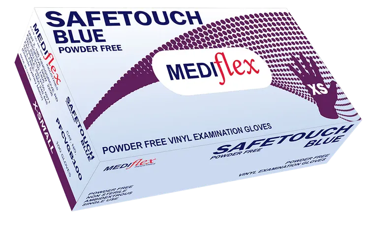 Buy Mediflex Safetouch Blue Powder Free Vinyl Gloves online