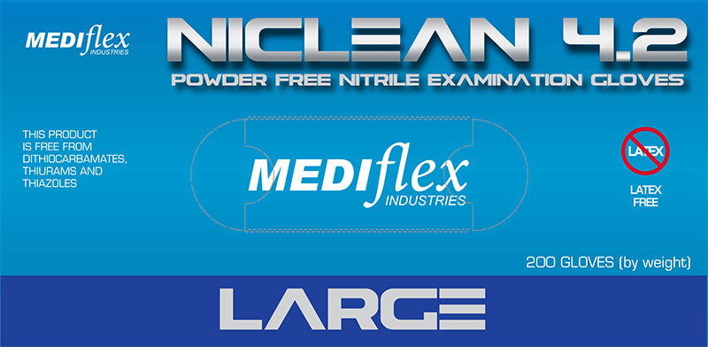 Buy Niclean 4.2 Powder Free Blue Nitrile Gloves Online