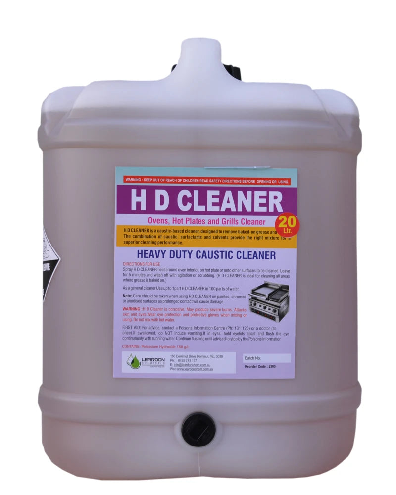 Heavy-duty caustic cleaner container with label on a white background 20 Ltr