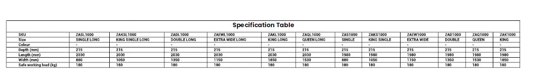 Product Specification of Zephair Air Mattress System available at Eve Zone Australia