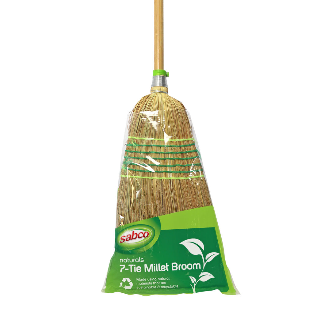 7-Tie Deluxe Millet Broom – Carton of 12 | Sabco Professional
