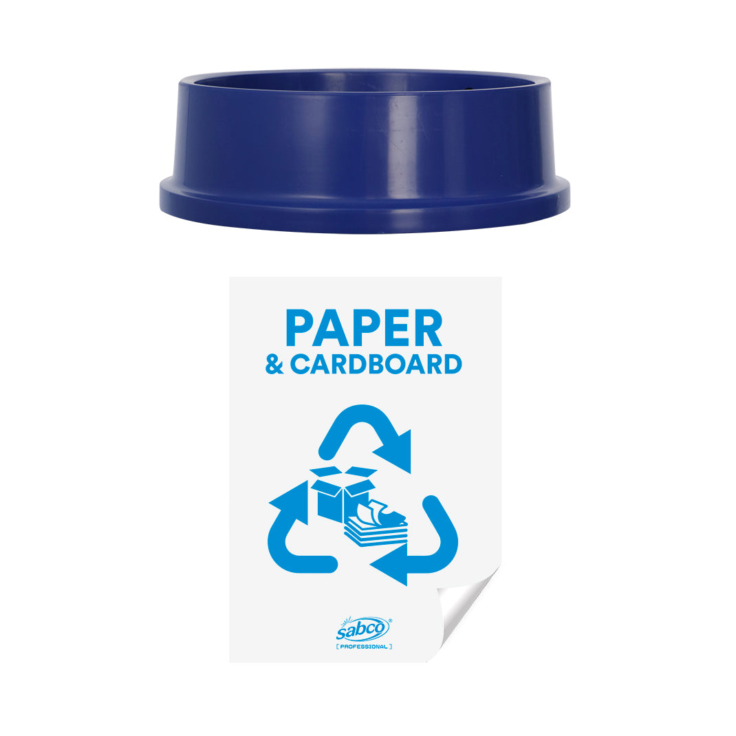 Recycling Lid Blue - Paper & Cardboard – Each | Sabco Professional