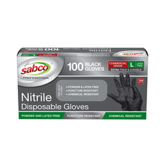 Black Nitrile Gloves 100PK Large   (Pricing subject to change in align with market conditions) – Carton of 10 | Sabco Professional
