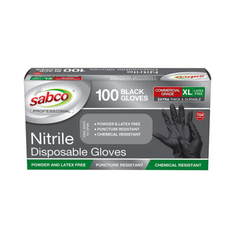 Black Nitrile Gloves 100PK Extra Large  (Pricing subject to change in align with market conditions) – Carton of 10 | Sabco Professional