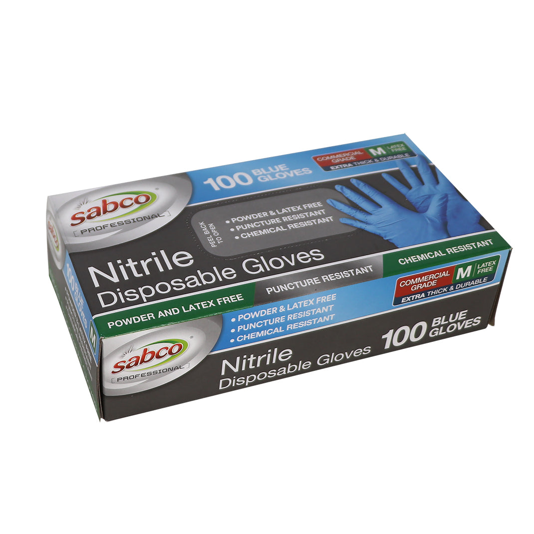 Blue Nitrile Gloves 100PK Medium  (Pricing subject to change in align with market conditions) – Carton of 10 | Sabco Professional