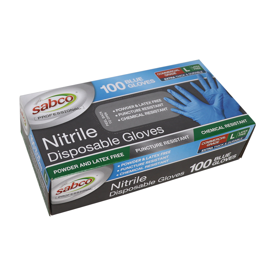 Blue Nitrile Gloves 100PK Large   (Pricing subject to change in align with market conditions) – Carton of 10 | Sabco Professional