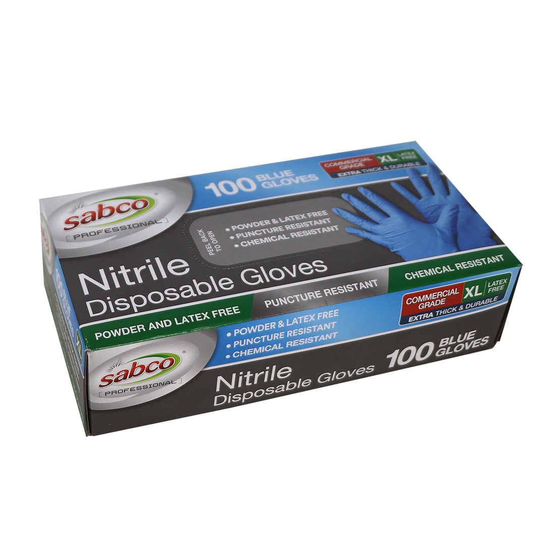 Blue Nitrile Gloves 100PK Extra Large  (Pricing subject to change in align with market conditions) – Carton of 10 | Sabco Professional