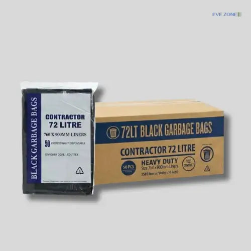 Austar 72L contractor black garbage bags heavy duty HDPE bin liners for commercial and household waste disposal