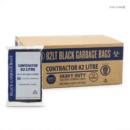 Austar 82L contractor black garbage bags HD heavy duty bin liners for commercial waste disposal
